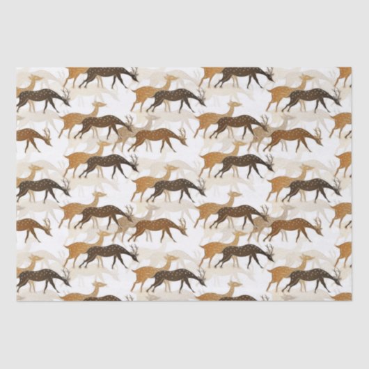 美しいヴィンテージ鹿のシームレスなパターン 薄葉紙 (正面)