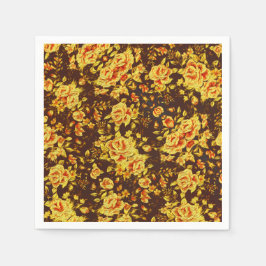 美しいヴィンテージ黄色の花 スタンダードカクテルナプキン