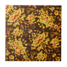 美しいヴィンテージ黄色の花 タイル