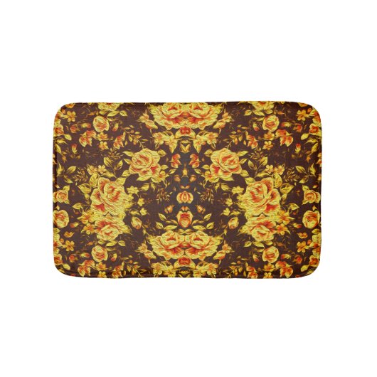美しいヴィンテージ黄色の花 バスマット (正面)