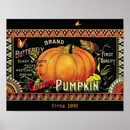 美しいヴィンテージ1890蝶カボチャ広告コピー ポスター (正面)