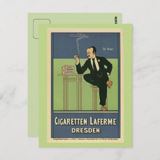 美しいヴィンテージ 1890年代 ドイツのタバコ広告 ポストカード (正面/裏面)