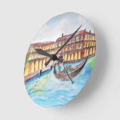 美しいヴェネツィアハンド絵を描プリント ラウンド壁時計 (傾斜)
