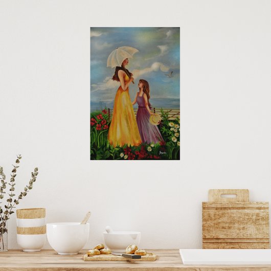 美しい一日の外で母と娘! ポスター (キッチン)