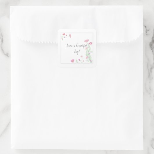 美しい一日の花を持っている|正方形のシール スクエアシール (バッグ)