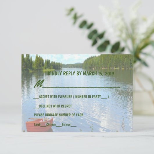 美しい一日 - 湖畔のウェディングイベントパーティー ご出欠のお知らせ 招待状 (スタンド正面)