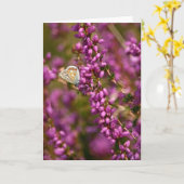 美しい一般的な青い蝶 – グリーティングカード (黄色い花)