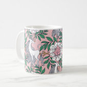 美しい一角獣と円形のフローラオーナメント海 コーヒーマグカップ (正面左)