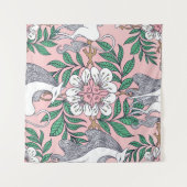 美しい一角獣と円形のフローラオーナメント海 タペストリー (正面(横))