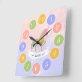 美しい一角獣のシルエットにグリッター スクエア壁時計 (傾斜)