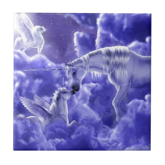 美しい一角獣の母と娘 タイル (正面)