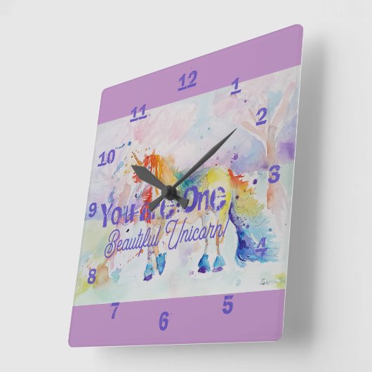 美しい一角獣!レインボーガールズ スクエア壁時計 (傾斜)