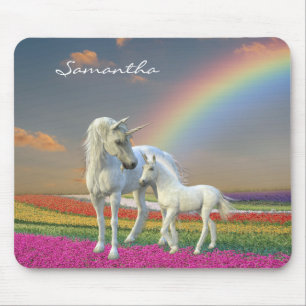 美しい一角獣(Unicorn)と花(Foal Unicorn) マウスパッド