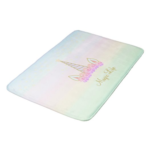 美しい一角花と星 バスマット (アングル)