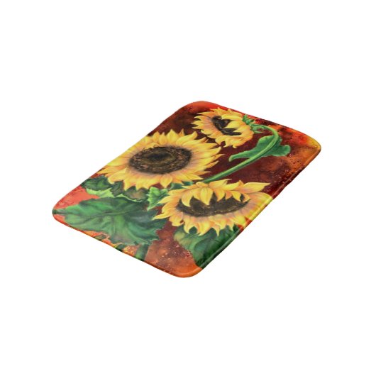 美しい三つのひまわり – ミグ絵画ンドアート バスマット (アングル)