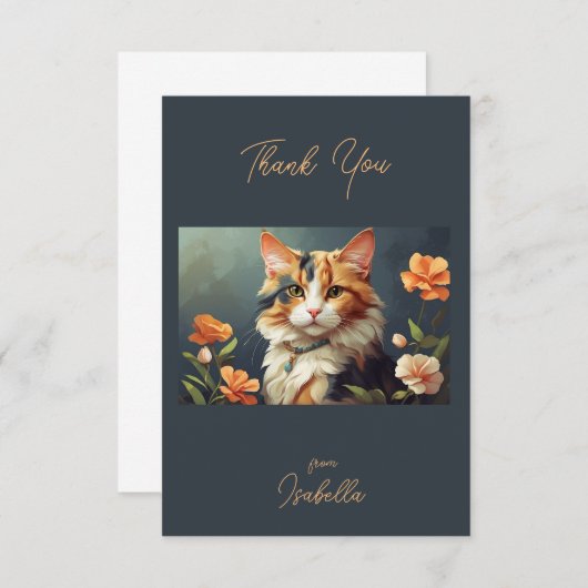 美しい三毛猫 サンキューカード (正面/裏面)