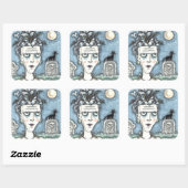 美しい不気味なフランケネラの怪物、墓、猫 スクエアシール (シート)