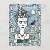 美しい不気味なフランケネラの怪物、墓、猫 ポストカード (正面)