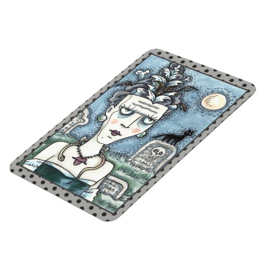 美しい不気味なフランケネラの怪物、墓、猫 マグネット (左側)