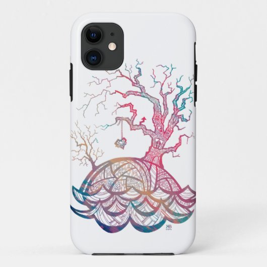 美しい丘の複雑なハートの木のイラストレーション Case-Mate iPhoneケース (裏面)
