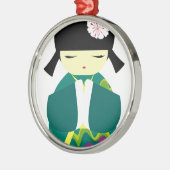 美しい中国の人形 メタルオーナメント (左)