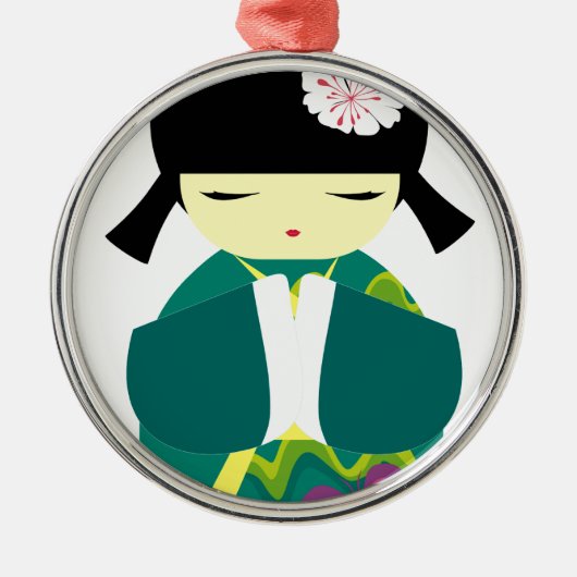 美しい中国の人形 メタルオーナメント (正面)