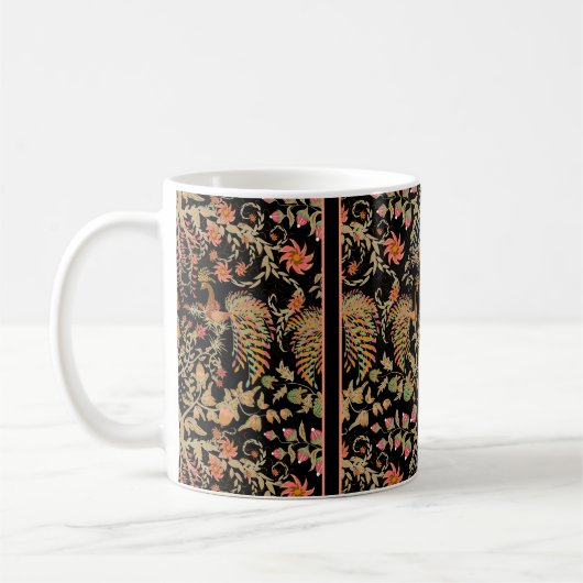 美しい中国の鳥の妖精の花柄  コーヒーマグカップ (左)