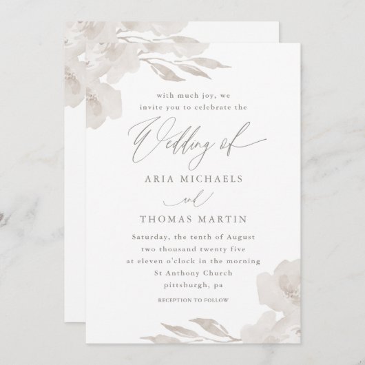美しい中性フローラと書結婚道 招待状 (正面/裏面)
