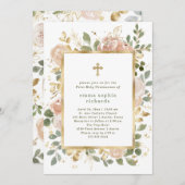 美しい中立花模様 | 写真の最初のコミュニティ 招待状 (正面/裏面)