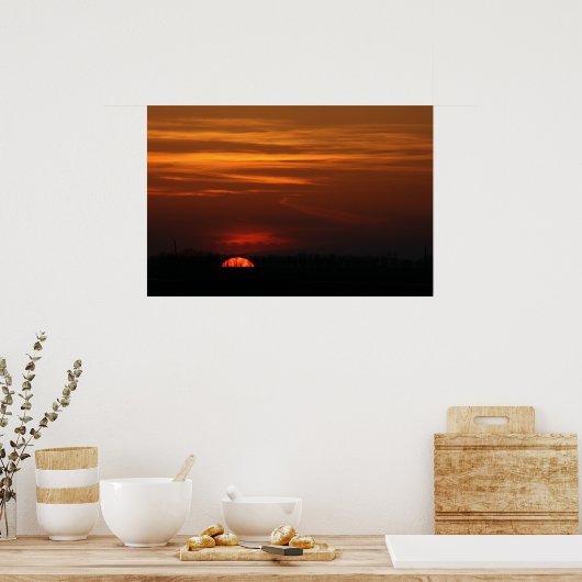 美しい中西部の夕日 ポスター (キッチン)