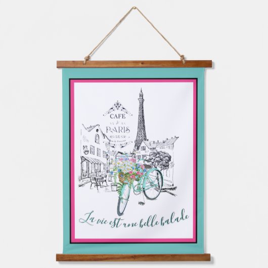 美しい乗フランスのり物 吊り下げ型タペストリー (正面)