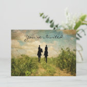 美しい乗馬カップル結婚馬 招待状 (スタンド正面)