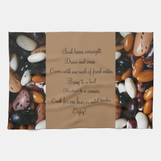 美しい乾燥した豆、家庭用料理レシピ キッチンタオル (横)