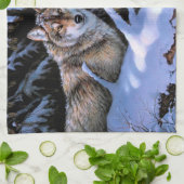 美しい二匹のオオカミの絵 キッチンタオル (折り畳み)