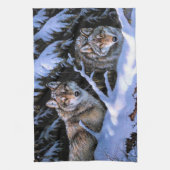 美しい二匹のオオカミの絵 キッチンタオル (縦)