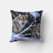 美しい二匹のオオカミの絵 クッション (裏面)
