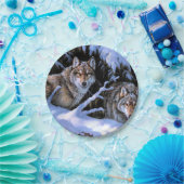 美しい二匹のオオカミの絵 ペーパープレート (パーティー)