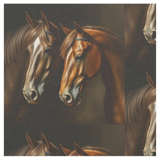 美しい二頭の馬 ファブリック (クローズアップ)