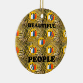 美しい人々アフリカ伝統的のモチーフの色 セラミックオーナメント (右)