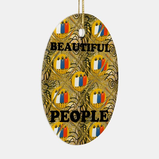 美しい人々アフリカ伝統的のモチーフの色 セラミックオーナメント (右)