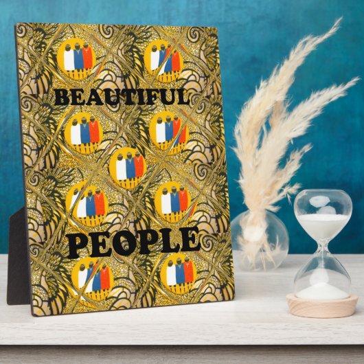 美しい人々アフリカ伝統的のモチーフの色 フォトプラーク (側面)