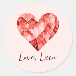 美しい人のための赤い水色のダイヤモンドハート ラウンドシール