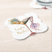 美しい人パーソナライズされた魚のマーティニ ペーパーコースター (アングル)