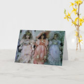 美しい人形の誕生日願い カード (黄色い花)