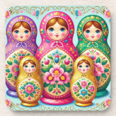 美しい人形ロシアのドリンクのコースターセット コースター (正面)