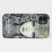 美しい人形顔イラストレーション、白黒 Case-Mate iPhoneケース (裏面(横))