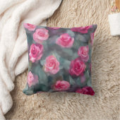 美しい人気があるウォーターカラーピンクローズコレクション クッション (ブランケット)