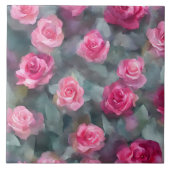 美しい人気があるウォーターカラーピンクローズコレクション タイル (正面)
