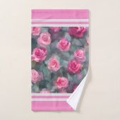 美しい人気があるウォーターカラーピンクローズコレクション バスタオルセット (ハンドタオル)