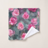 美しい人気があるウォーターカラーピンクローズコレクション バスタオルセット (ウォッシュタオル)